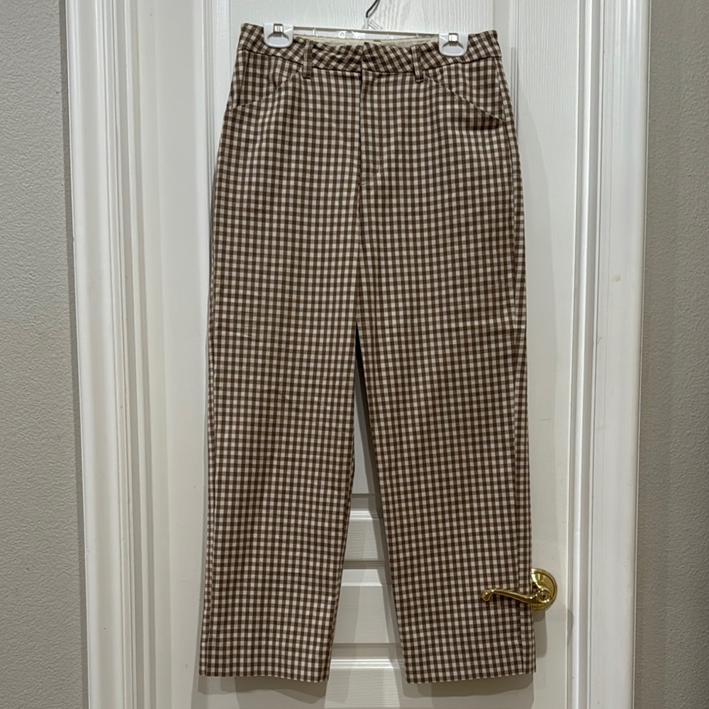 Brown Checkered Women’s Straight leg Brixton Pants
